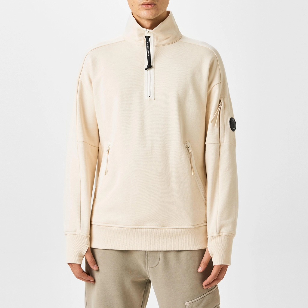 CP Company Lens Arm Quarter Zip Sweatshirt - Pstchio Shl 402